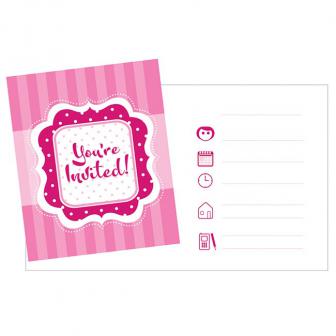 8 invitations rose vif "You're Invited"
