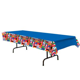 Nappe en plastique "Drapeaux du monde" 137 x 274 cm 