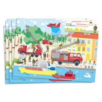 6 sets de table "Pompiers en action"