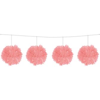 Guirlande pompons en papier crépon 3 m - rose