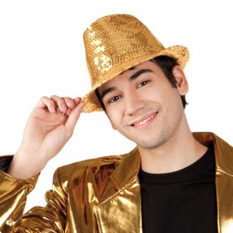 Chapeau "Popstar" avec paillettes - doré