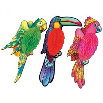 Déco murale "Oiseau exotique en papier crépon" 43 cm 