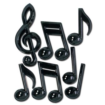 Déco de salle "Grandes notes de musique noires" 7 pcs 56 cm