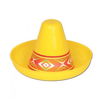 Déco de salle "Mini sombreros en plastique jaune" 12 cm 