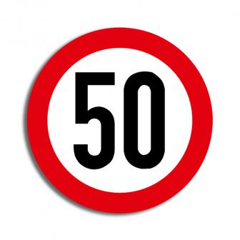Déco de salle Panneau de limitation de vitesse "50 ans" 36 cm