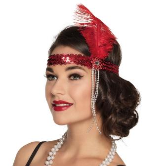 Bandeau rouge avec plume "20´s" 