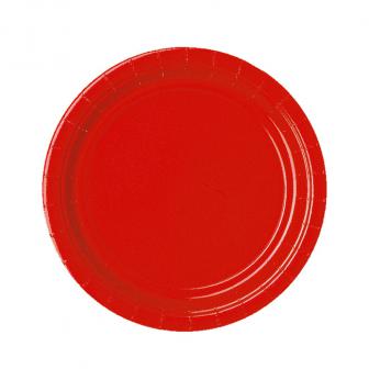 8 assiettes en carton unies 22,8 cm - rouge