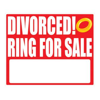 Déco murale autoadhésive "DIVORCED! Ring for sale" 36,5 cm
