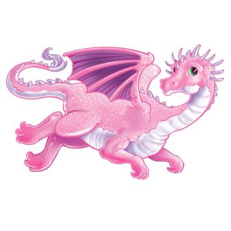 Déco murale autoadhésive "Dragon rose" 46,5 cm