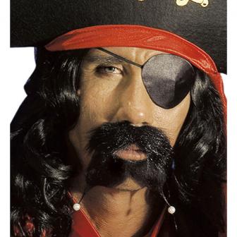 Moustache autocollante "Dangereux pirate" avec perles
