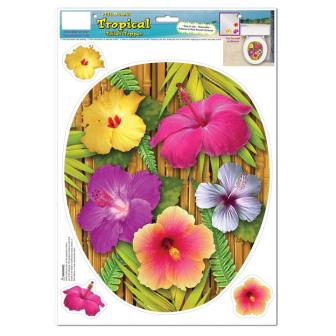 Déco autocollante pour WC "Fleur d'hibiscus" 4 pcs