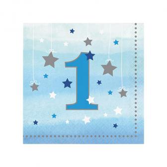16 serviettes 1 anniversaire "Little Star" bleu