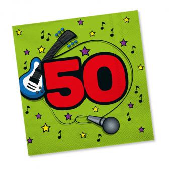 20 serviettes "50 ans en musique" 