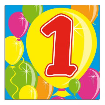 20 Serviettes Ballons Happy Birthday "1 an"
