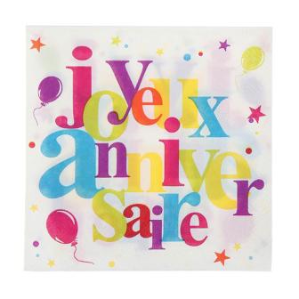 20 serviettes "Anniversaire haut en couleurs"