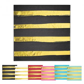 16 serviettes "Rayures dorées" 