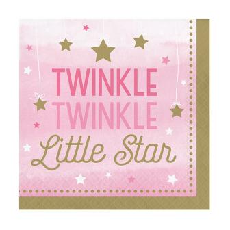 16 Serviettes "Little Star" rose