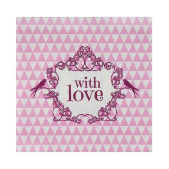 20 serviettes "With love" - rose