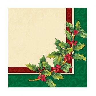 16 serviettes "Houx de Noël"