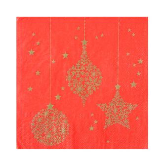 20 serviettes "Flocons de neige scintillants" - rouge