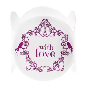 6 ronds de serviette "With love" - rose vif