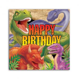 16 serviettes Happy Birthday "Dangereux dinosaures"