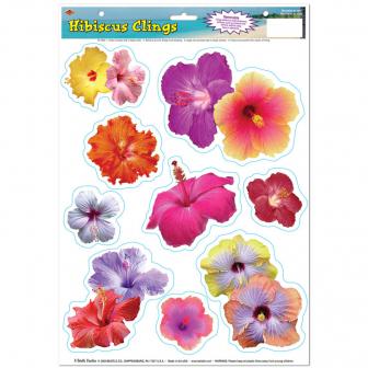 Autocollants statiques "Fleurs d'hibiscus" 9 pcs
