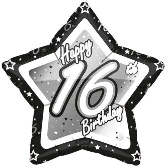 Ballon étoile en alu "Happy Birthday Stars 16" 45 cm