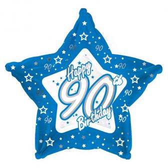 Ballon-étoile en alu Happy Birthday "Pretty Blue 90" 45 cm