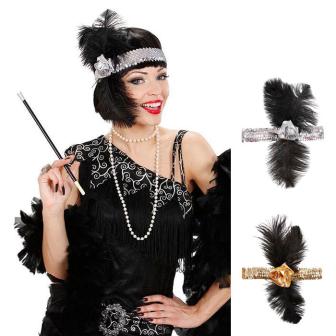 Bandeau avec paillettes et plumes "Charleston Lady"