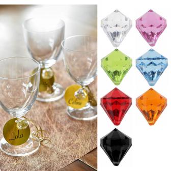 6 diamants de déco "Pierres précieuses colorées"