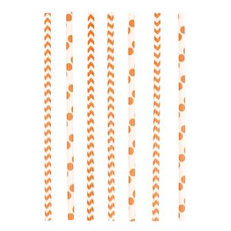 24 pailles "Zigziag & pois" - orange