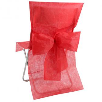 10 housses de chaise avec noeud en intissé - rouge