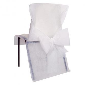 10 housses de chaise avec noeud en intissé - blanc