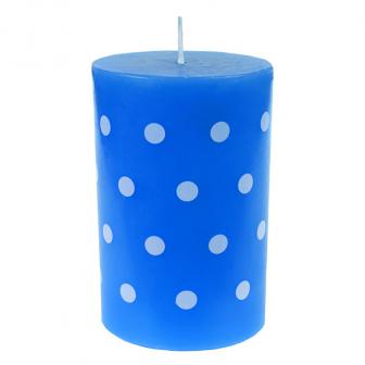 Bougie cylindrique "Polka Dots" 11 cm - bleu