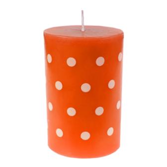 Bougie cylindrique "Polka Dots" 11 cm - orange