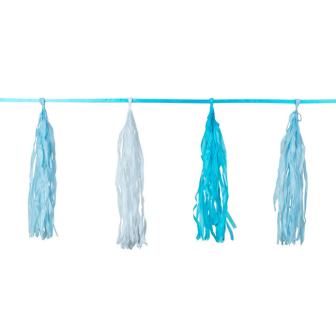 Guirlande de pompons "Baby-Party" 3 m - bleu clair
