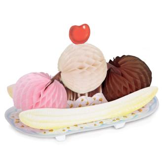 Déco de table en papier gaufré "Banana split" 17 cm 