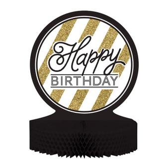 Déco de table "Black & Gold Happy Birthday" 30 cm 