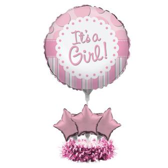 Déco de table ballons en alu "Little Baby Girl" 6 pcs.