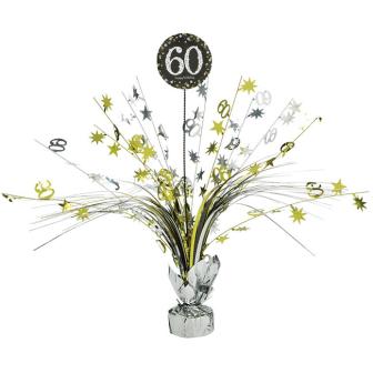 Déco de table fontaine "Anniversaire scintillant 60" 46 cm