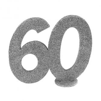 Déco de table "60 & paillettes" 10 cm - argenté