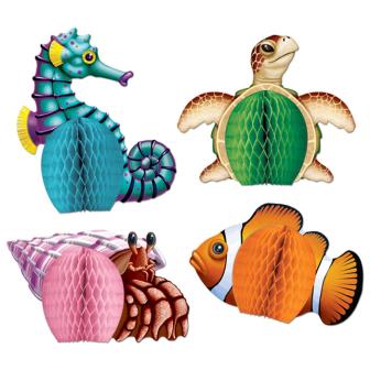 Déco de table "Animaux de la mer" 14 cm 4 pcs