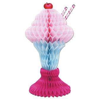 Déco de table "Milk-shake en papier crépon" 36 cm