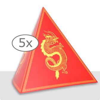 Déco de table pyramide "Dragon chinois" 13,5 cm 5 pcs
