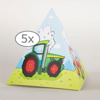 Déco de table pyramide "Tracteur" 13,5 cm 5 pcs