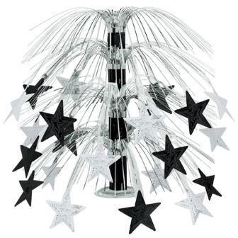 Déco de table fontaine "Pluie d'étoiles" 46 cm - argenté-noir