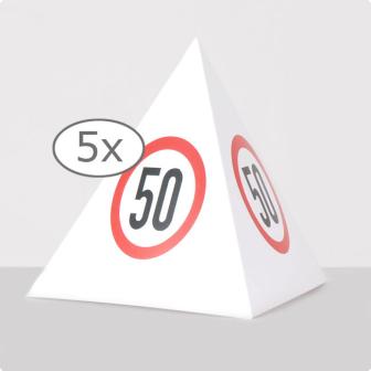  Pyramide "Panneau de limitation de vitesse 50 ans" 13,5 cm 5 pcs