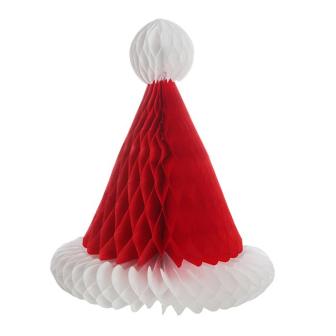 2 déco de table "Bonnet de noel" en papier alvéolé