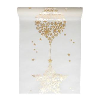 Chemin de table "Flocons de neige scintillants" 5 m - ivoire